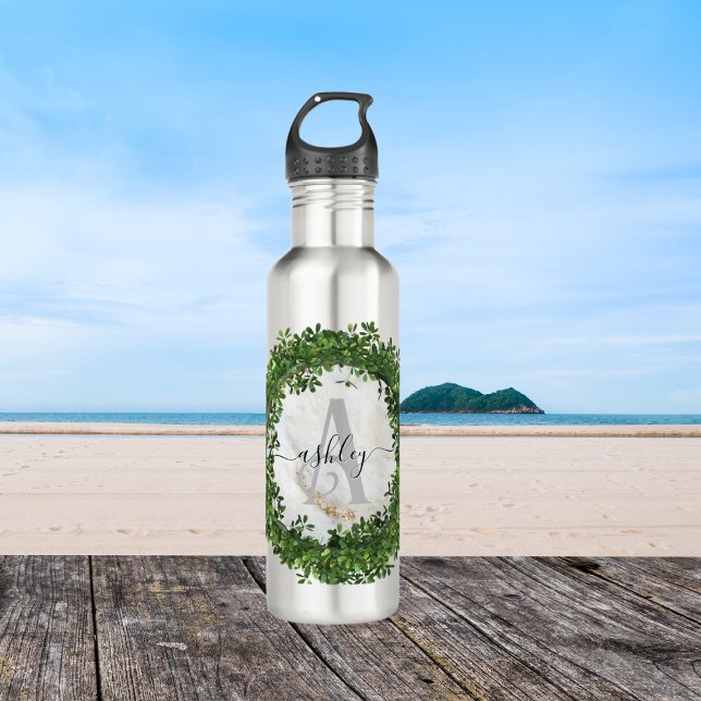 Unique Personalized Keychain with Botanical Theme Stainless Steel Water Bottle (Creator Uploaded)