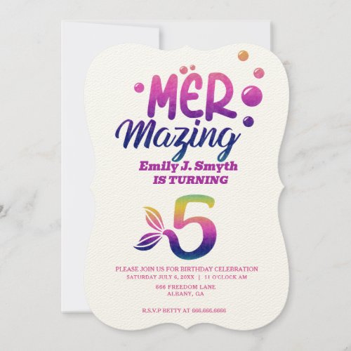 Unique Personalized Mermaid Kids Birthday Party Invitation