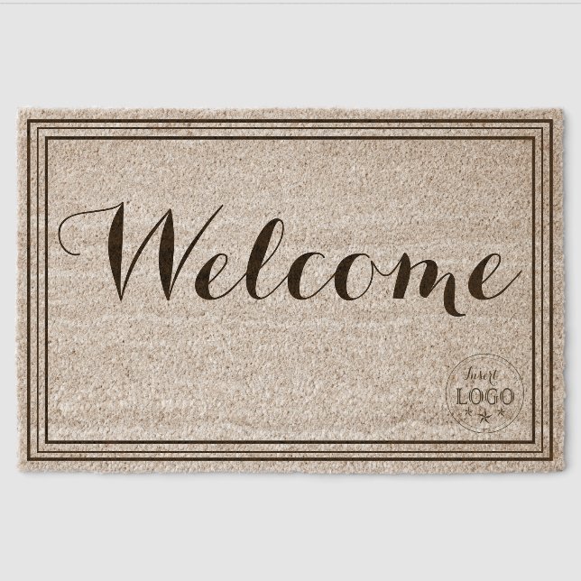 Unique & Personalized Modern Calligraphy Design Fiber Doormat (Front)