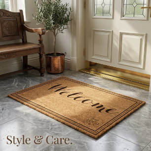 Unique & Personalized Modern Calligraphy Design Fiber Doormat