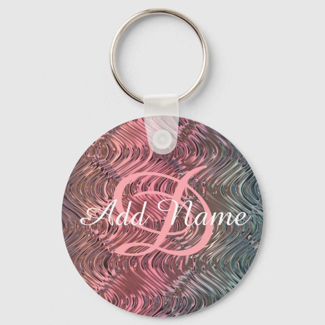UNIQUE Personalized Monogrammed Pink Glass Keychain (Front)