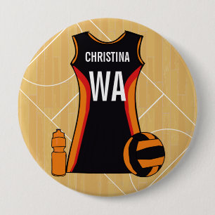 Unique Personalized Netball Pinback Button