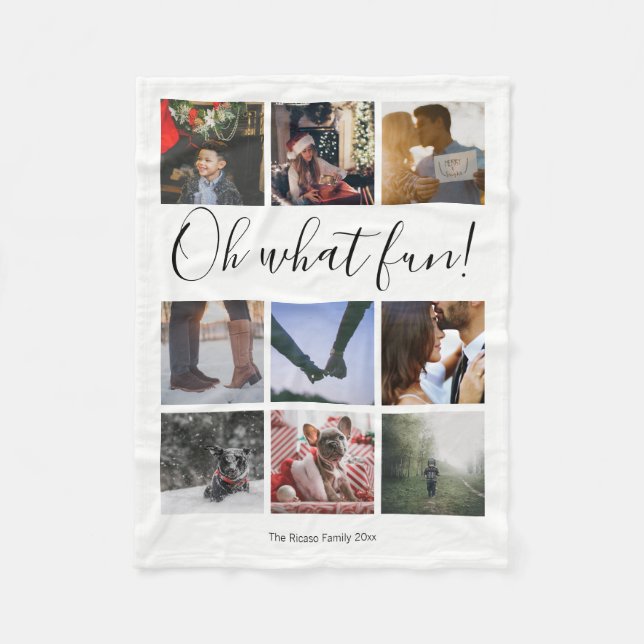 Unique Personalized Oh What Fun Fleece Blanket (Front)