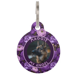 Unique Personalized Pet Gift Ranunculus Motif ID Tag