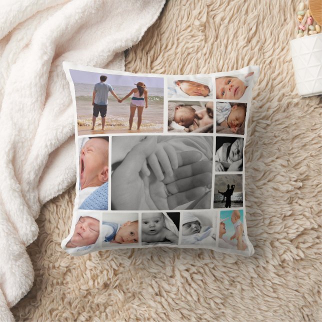 Unique Personalized Photo Template Throw Pillow (Blanket)