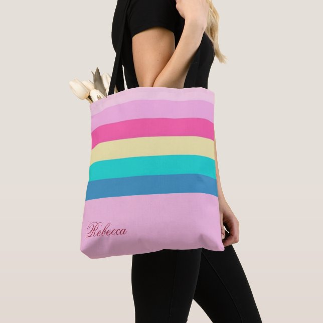 Unique Personalized Tote with Vibrant Colors Bag (Close Up)