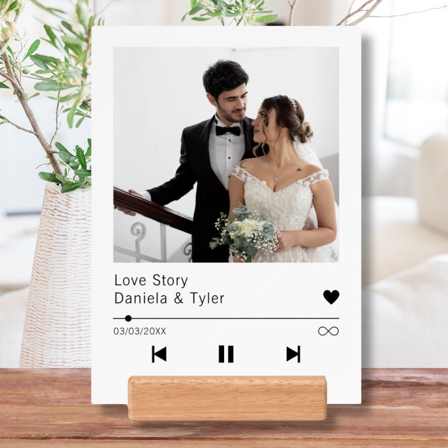 Unique Personalized Wedding Photo Song Plaque Holder (Unique Personalized Wedding Photo Song Plaque Holder Music Love Picture Holder Newlywed Couple)