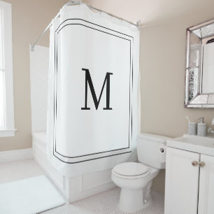 Unique Personalized white and black Name Monogram  Shower Curtain