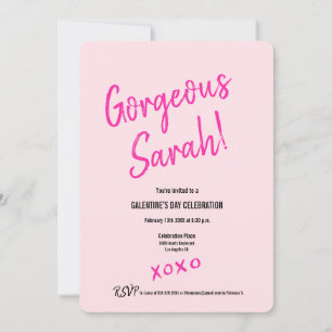 Unique Personalized XOXO Pink Galentine's Day Invitation