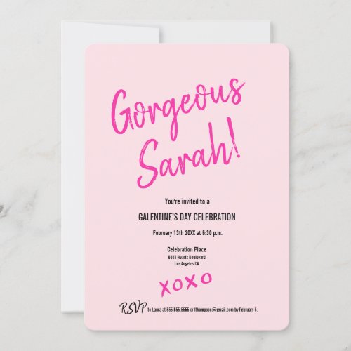 Unique Personalized XOXO Pink Galentines Day Invitation