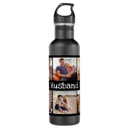 Unique Photo Collage Best Husband Ever Black White Stainless Steel Water Bottle