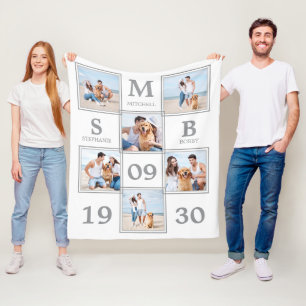 Unique Photo Collage Newlywed Keepsake Wedding Fleece Blanket
