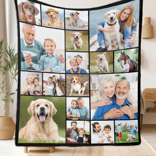 Unique Photo Collage Personalize Modern 18 Picture Fleece Blanket