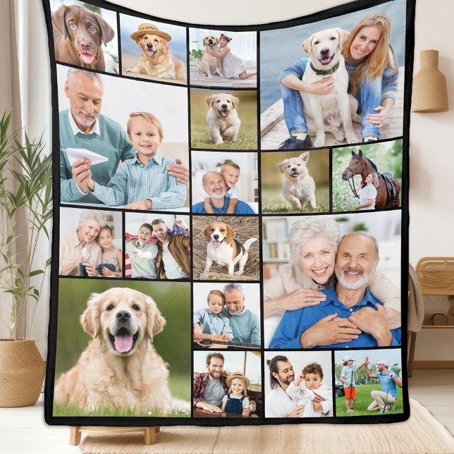 Unique Photo Collage Personalize Modern 18 Picture Fleece Blanket (Creator Uploaded)