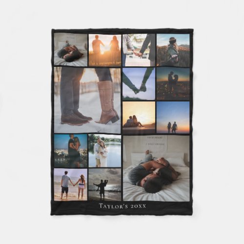 Unique Photo Collage Personalized Fleece Blanket
