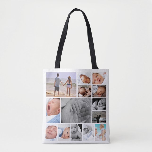 Unique Photo Collage Personalized Tote Bag (Front)