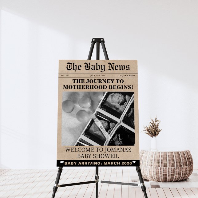 Unique photo newspaper baby shower welcome foam board (Creator Uploaded)