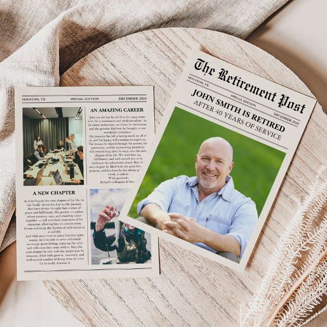 Unique Photo Newspaper Retirement Card (Creator Uploaded)