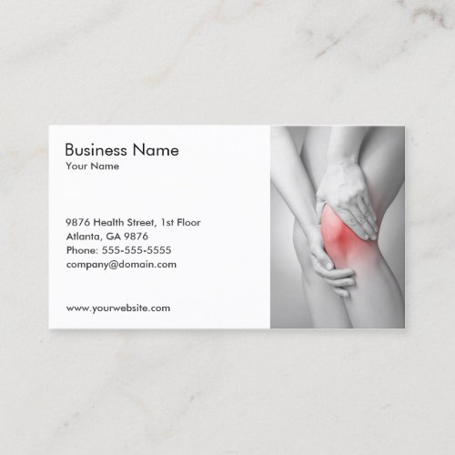 Unique Photo of Womans Knee Doctor Business Card