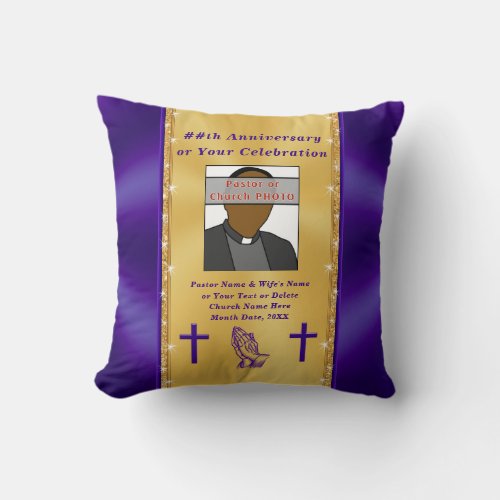 Unique Photo Personalized Pastor Anniversary Gifts Throw Pillow