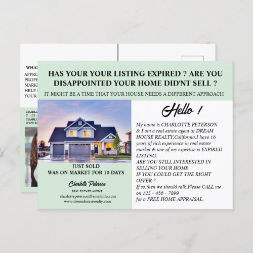 Unique Photo Real Estate Expired Listing  Postcard