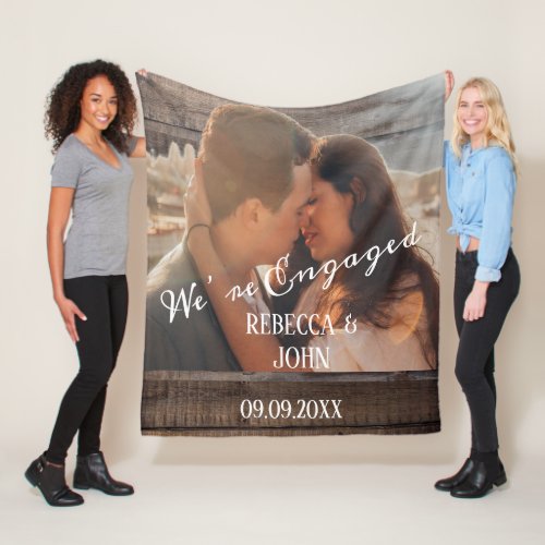 Unique Photo Rustic Were Engaged Couple  Fleece Blanket