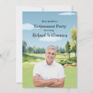 Unique Photo Watercolor Golf Theme  Invitation