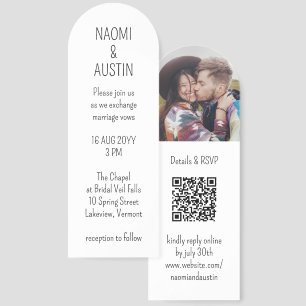 Unique Photo Wedding Invitation with QR Code RSVP Bookmarks