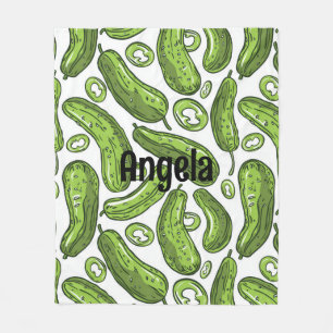 Unique pickle-themed personalized cozy fleece blanket