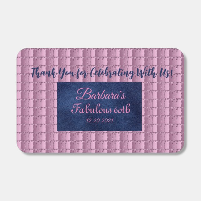 Unique Pink and Blue Glitter Retro Wooden Favor Matchboxes (Front)
