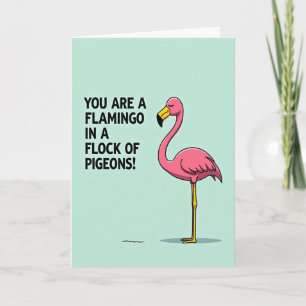 Unique Pink Bird Birthday Card