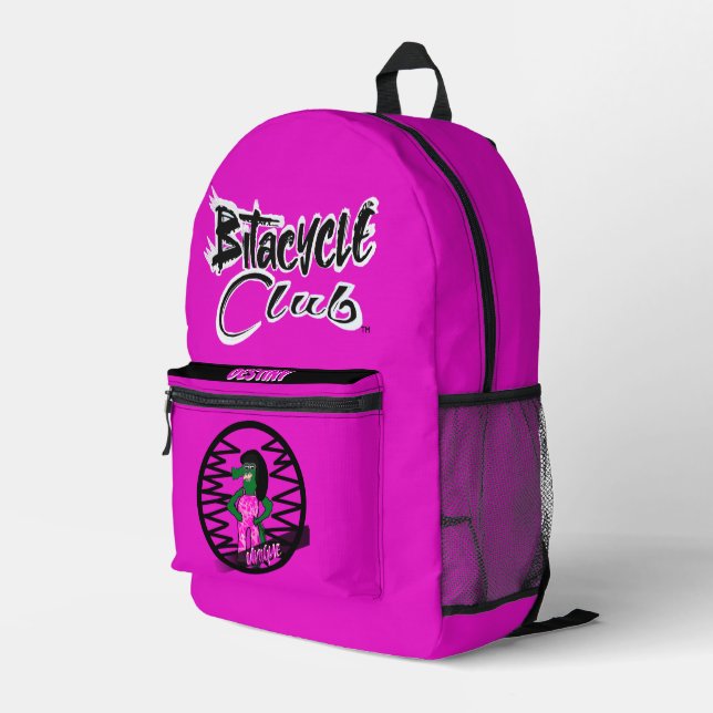 Unique Pink Black Printed Backpack (Back Corner Right)