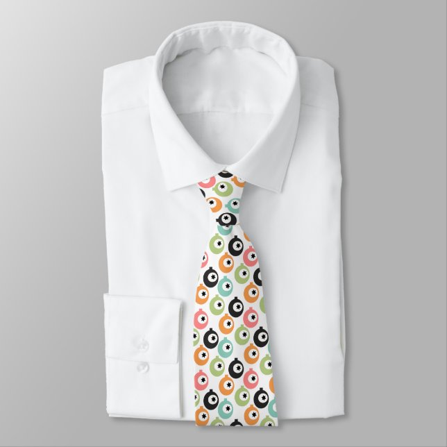 Unique Pink Blue Green Orange Black Tree Ornaments Neck Tie (Tied)