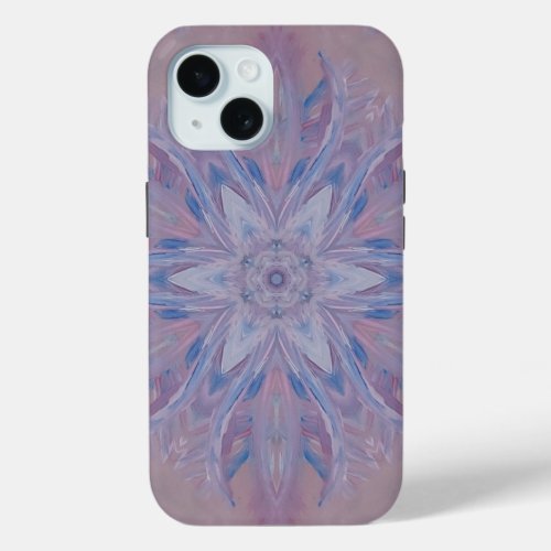 Unique Pink Blue White Abstract iPhone 15 Case