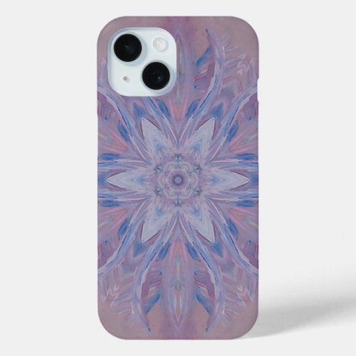 Unique Pink Blue White Abstract iPhone 15 Case