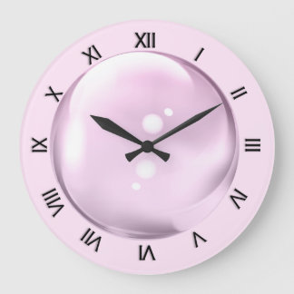 Unique Pink Bubble Clock Black Numbers