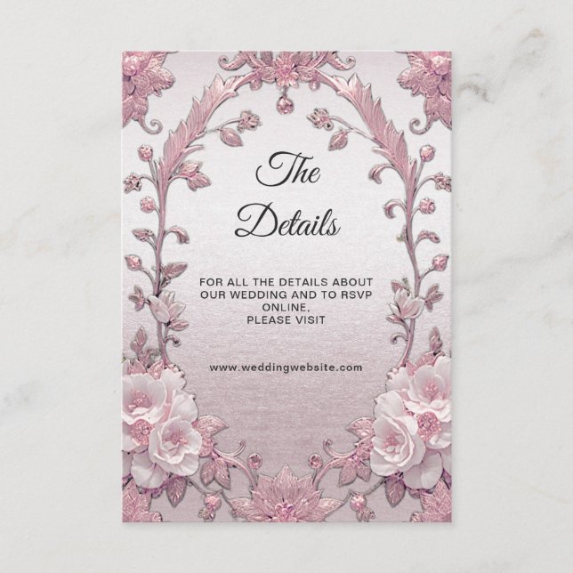 Unique Pink Floral Detail Enclosure Card (Front)