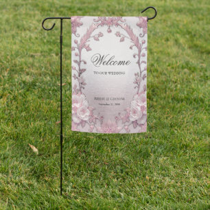 Unique Pink Floral Garden Flag