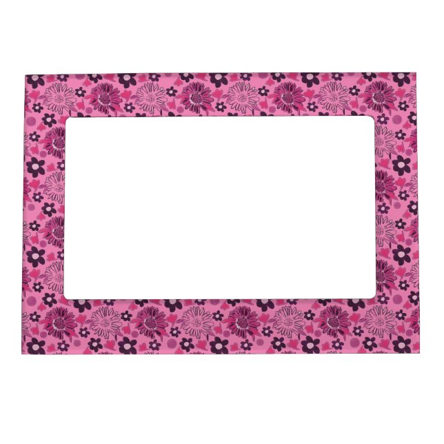 Unique pink floral pattern magnetic frame (Front)