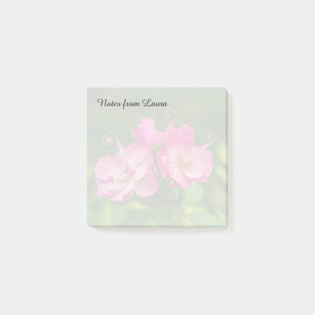 Unique Pink Floral Personalized  Post-it Notes (Front)