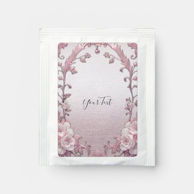Unique Pink Floral Tea Bag Drink Mix (Front)