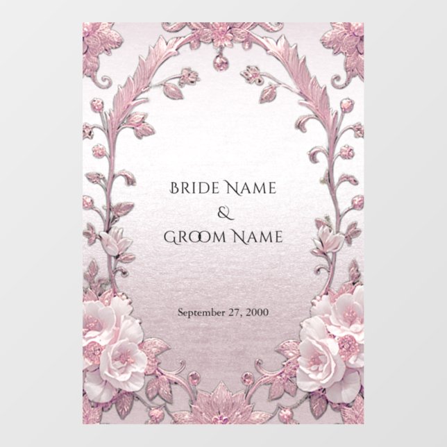 Unique Pink Floral Wedding Floor Decal (Front)