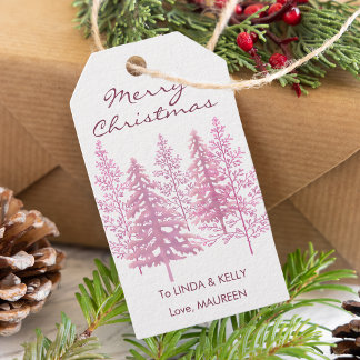 Unique Pink Flowering Trees Christmas Gift Tags