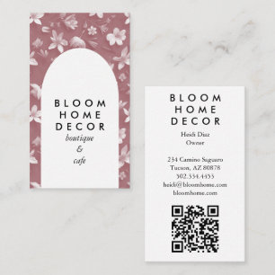 Unique Pink Flowers Photography QR Code Arch Business Card