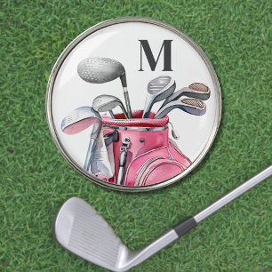 Unique Pink Golf Clubs Monogram Ball Marker
