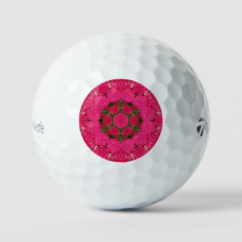 Unique Pink Green Abstract Flowers Golf Balls