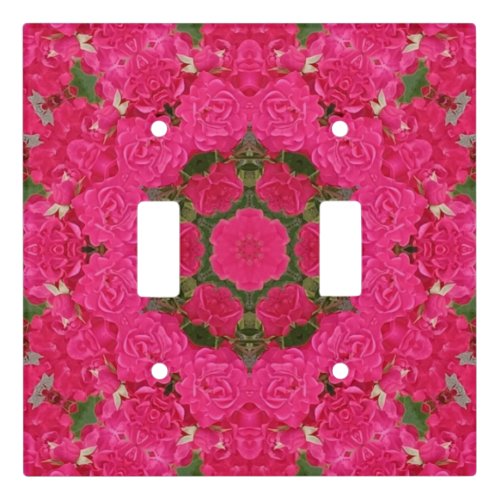 Unique Pink Green Abstract Flowers Light Switch Cover