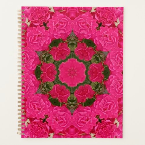 Unique Pink Green Abstract Flowers Planner