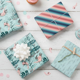 Unique Pink Mexican Salamander Axolotl Wrapping Paper Sheets