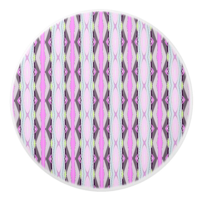 Unique Pink Pattern Ceramic Knob (Front)